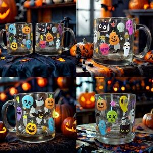 Halloween Themed Glass Mug Set
